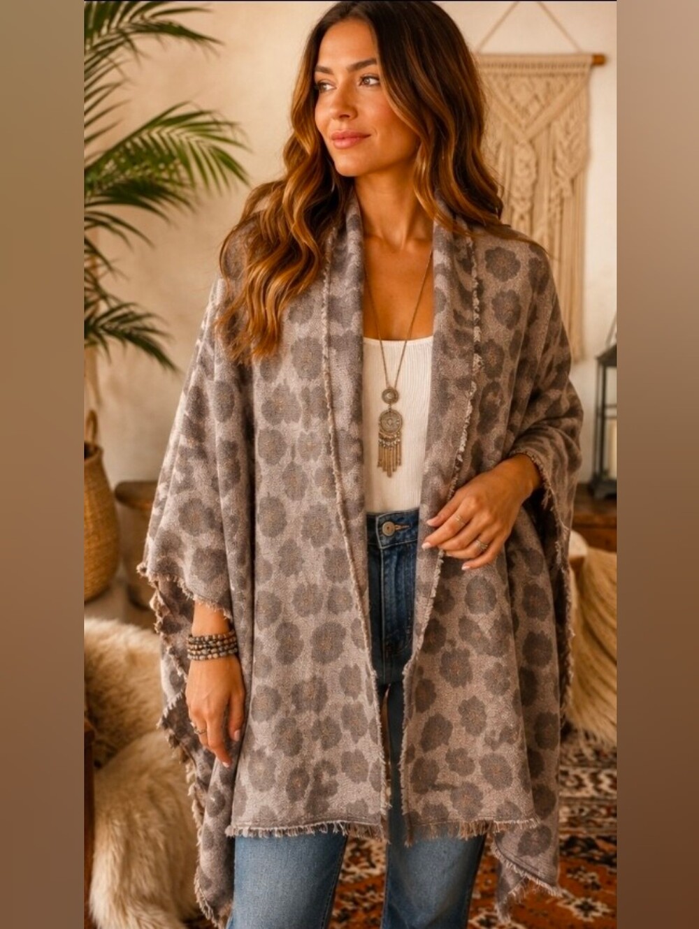 Women’s Leopard Print Shawl Cape